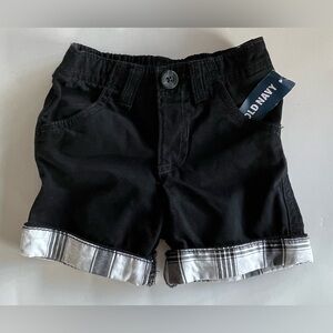 Old Navy Black & White Cuff Elastic Waist Shorts, Size 3-6 Months